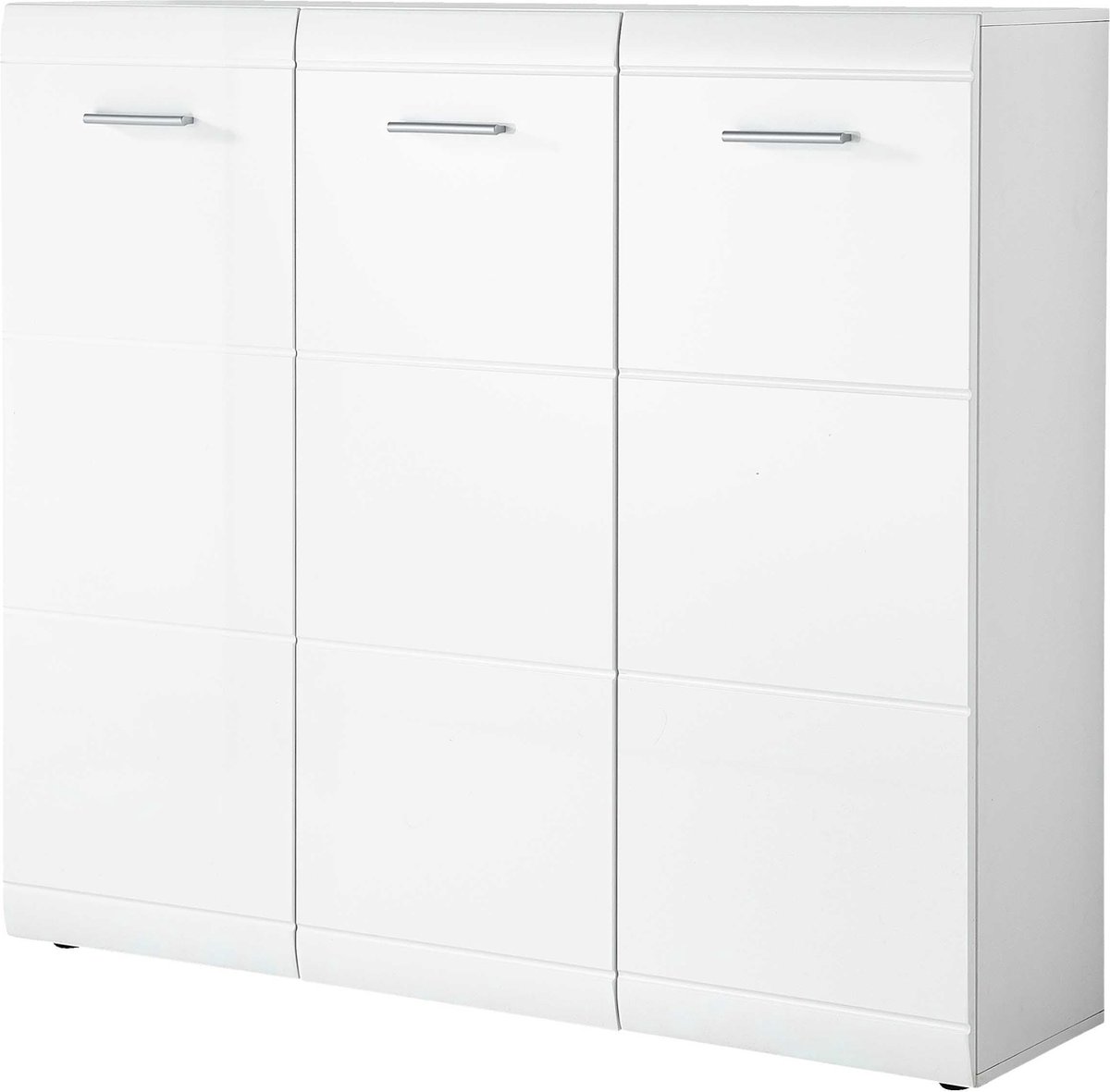 Schoenenkast Bologna Wit - MDF - 36 paar schoenen - Breedte 134 cm - Hoogte 120 cm - Diepte 36 cm - Met openslaande deuren (6097133816879)
