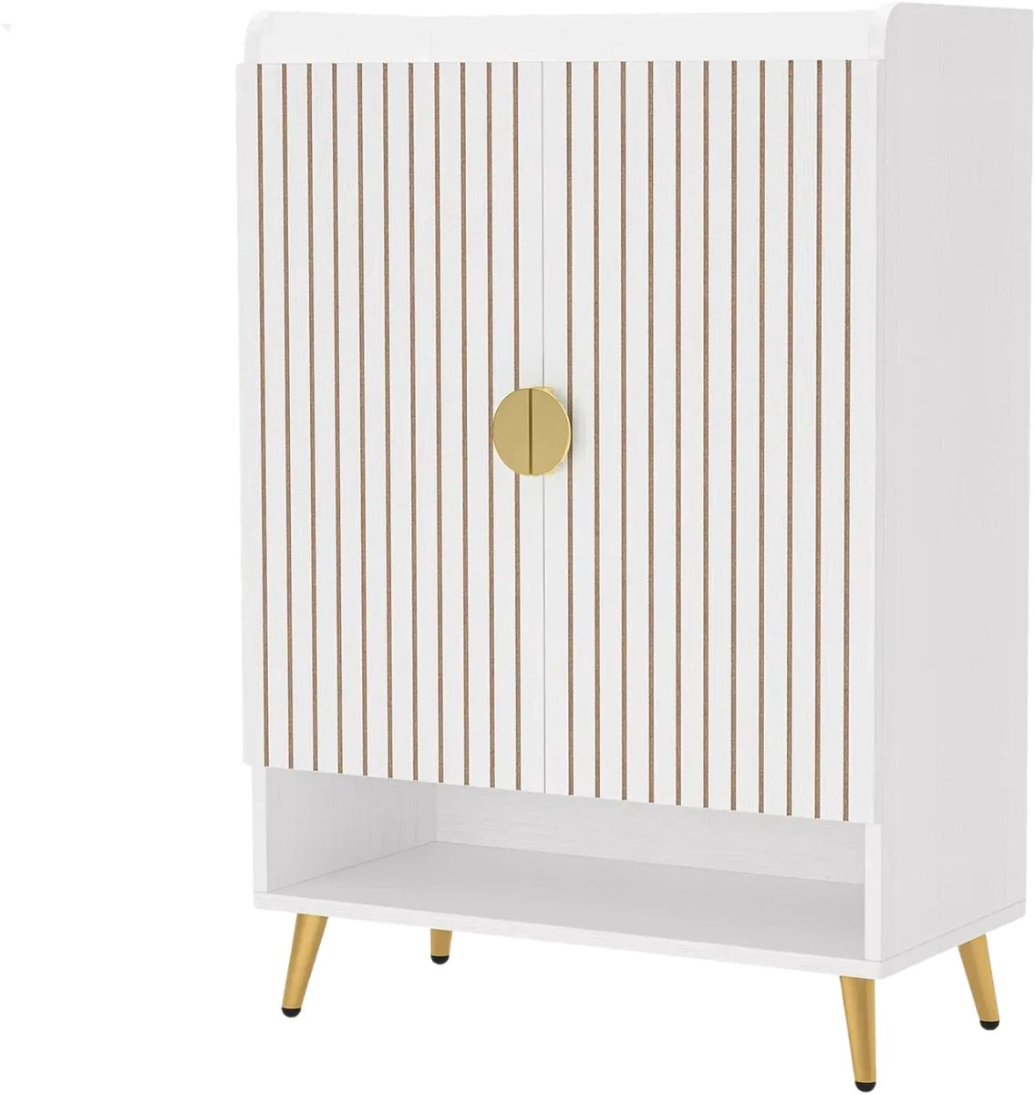 Schoenenkast Nero met deuren - Wit - Schoenenrek - 110cm - 6 laags - Houten opbergkast (8721052083309)