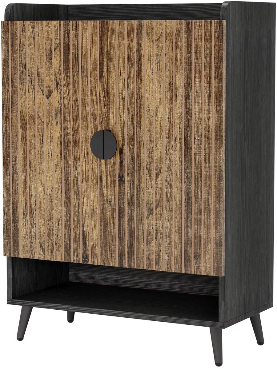 Schoenenkast - Schoenenbank - Schoenenrek - Voor schoenenopslag - Met 7 lagen en verstelbare planken - Coffee (8721052084337)