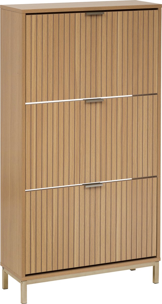 Schoenenkast Tasso 3 lades 24x63x131 cm - voor 18 paar - Bruin (8720572209022)