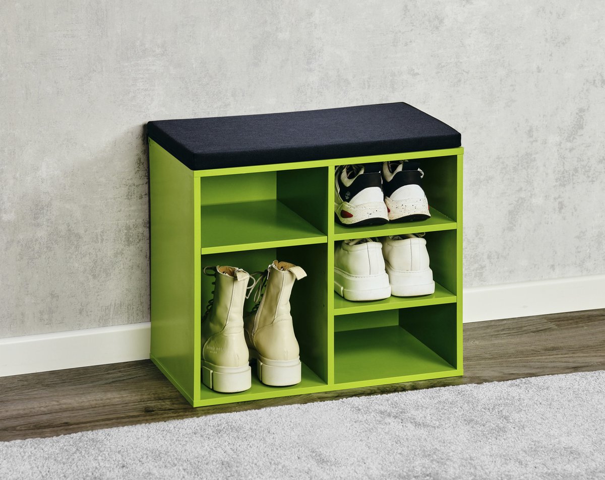 Schoenenkast groen met zitkussen 51,5cm (4000270159626)