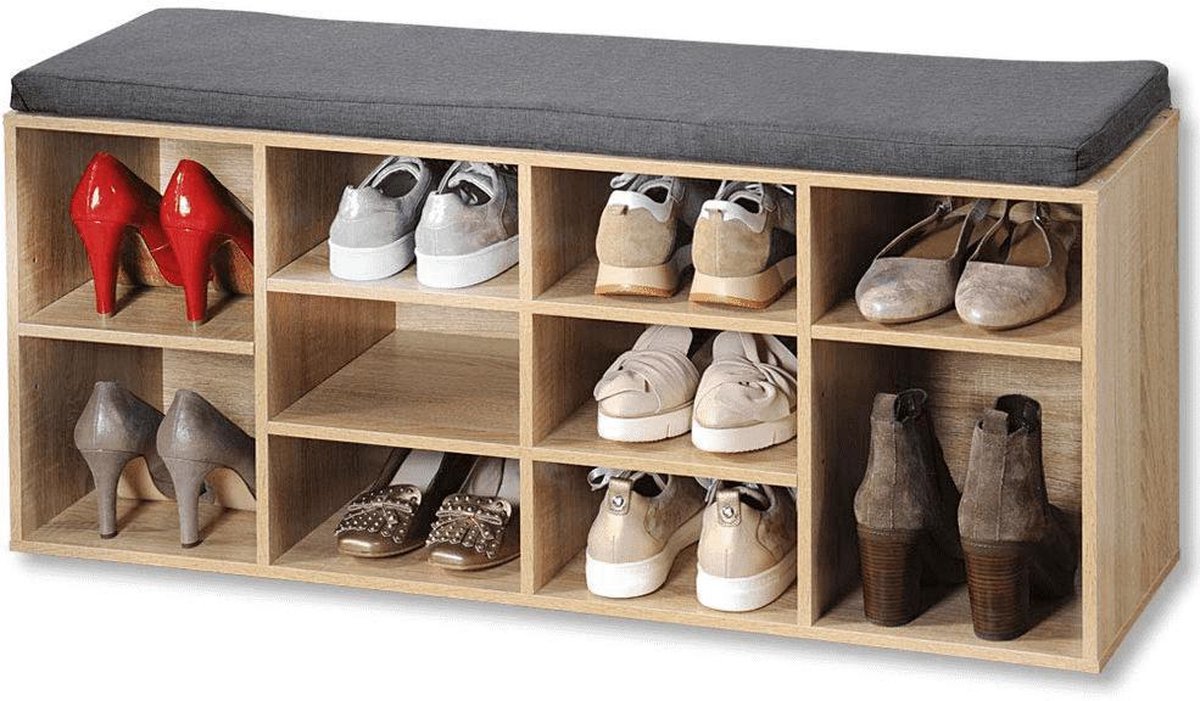 Schoenenkast met Zitkussen Eikenlook (4000270899669)