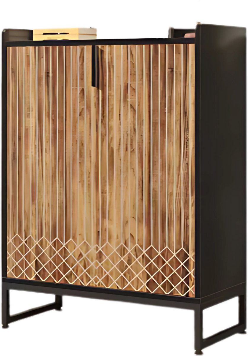 Schoenenkast met deuren - 5 lades - Zwart/bruin - Voor 22-25 paar - Schoenenrek - Woonkamer en slaapkamer (8721052082753)