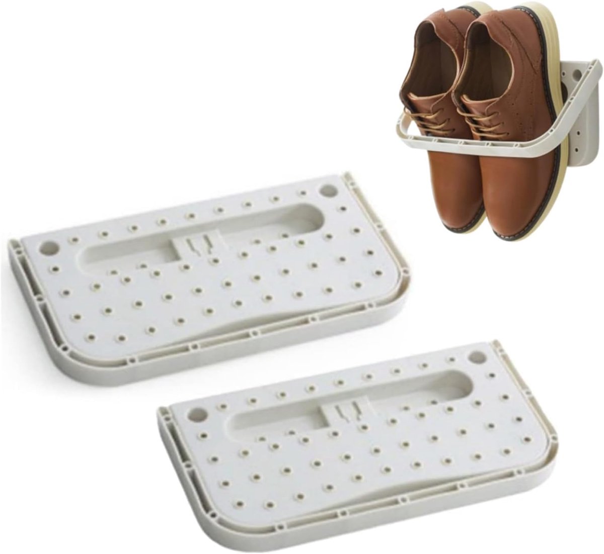 Schoenenrek - 2 stuks schoenen rek - schoenenrek hangend - Opvouwbare Schoenenhouder - schoenenorganizer - Schoenen Opbergsysteem - Voor Thuis, slaapzaal en kampeerder - Wandmontage - Ruimtebesparende - Grijs - Kunststof - 28*14*2CM (8802734788412)