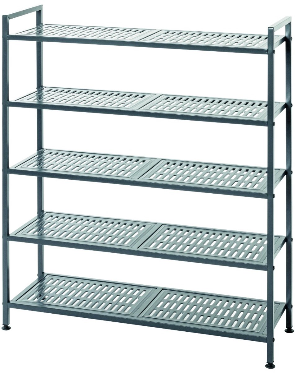 Schoenenrek - Stalen buis antraciet - 5 ruime metalen planken - Voor 20 paar schoenen - Robuust en plaatsbesparend - 73x25x90 cm (6154307715793)