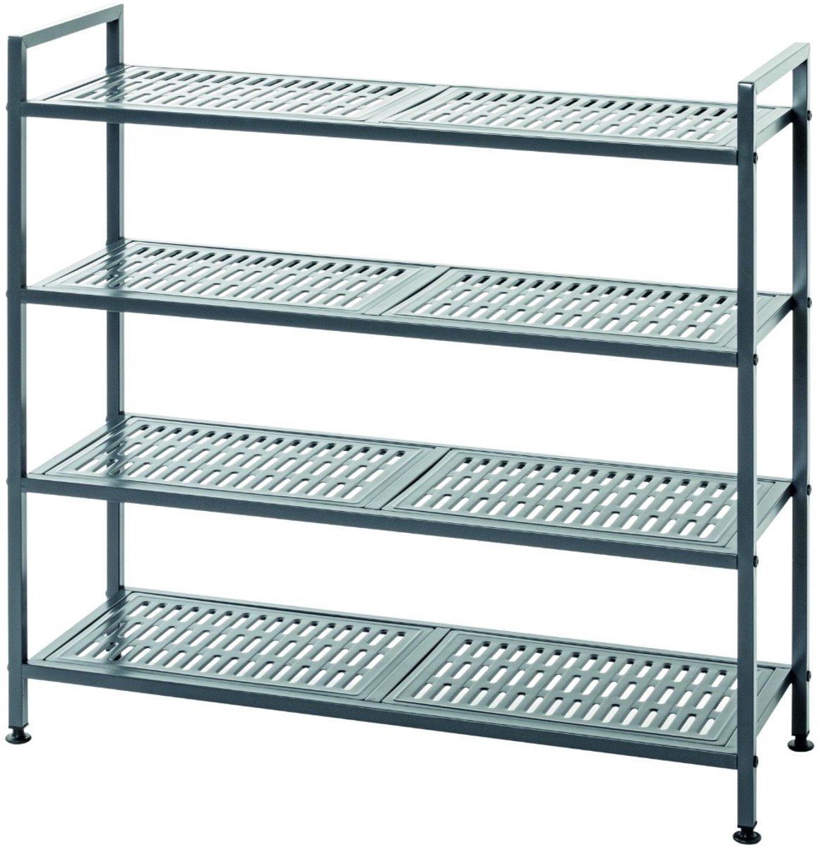Schoenenrek - stalen buis antraciet gepoedercoat - 4 metalen planken - ruimte voor 16 paar - stijlvol en stevig - 73 cm breed (6154307698638)