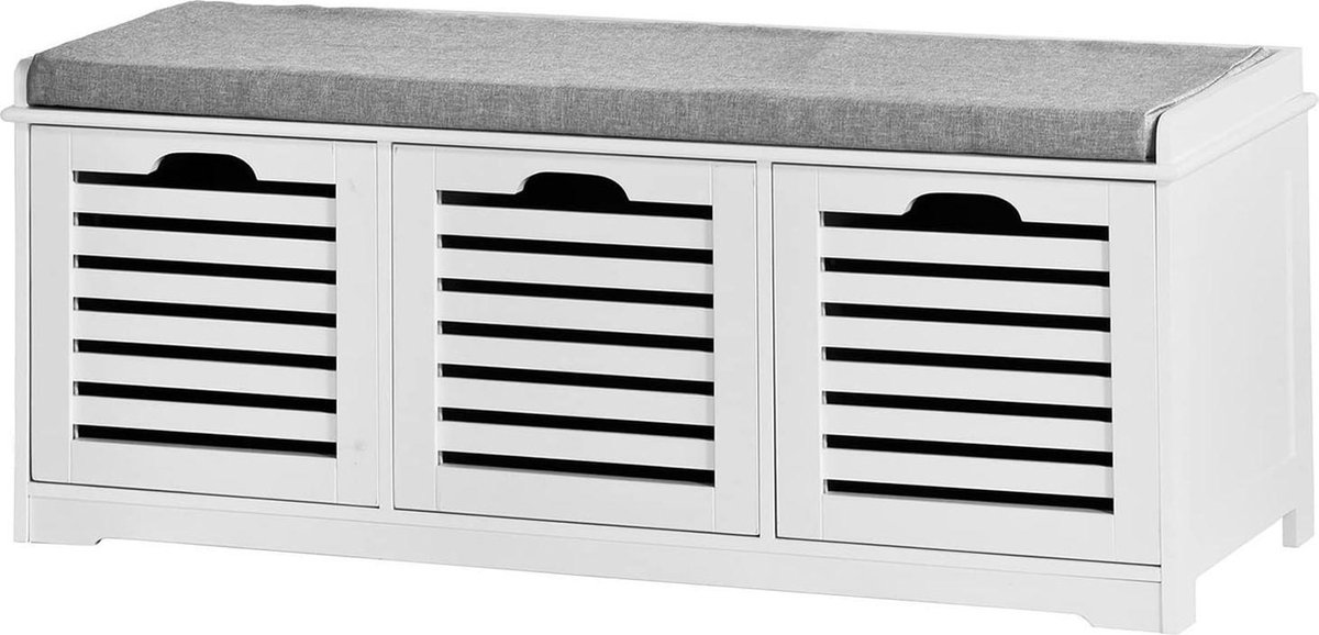 Simpletrade Schoenenkast - MDF - Wit/grijs - 43x105x35 cm (7445902590571)