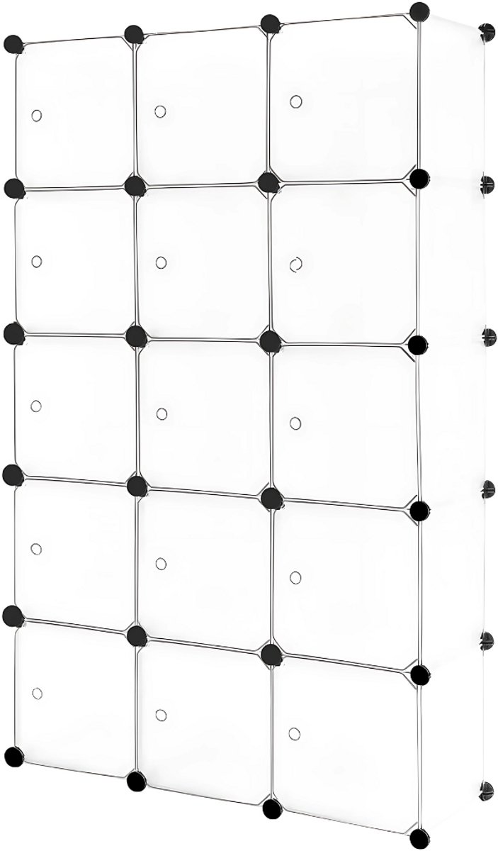 Witte Schoenenkast - Voor Woonkamer, Slaapkamer en Hal - DIY Plank, Schoenenrek en Opbergorganisator - Scheidingswand met 15 Kubussen (8721052077384)