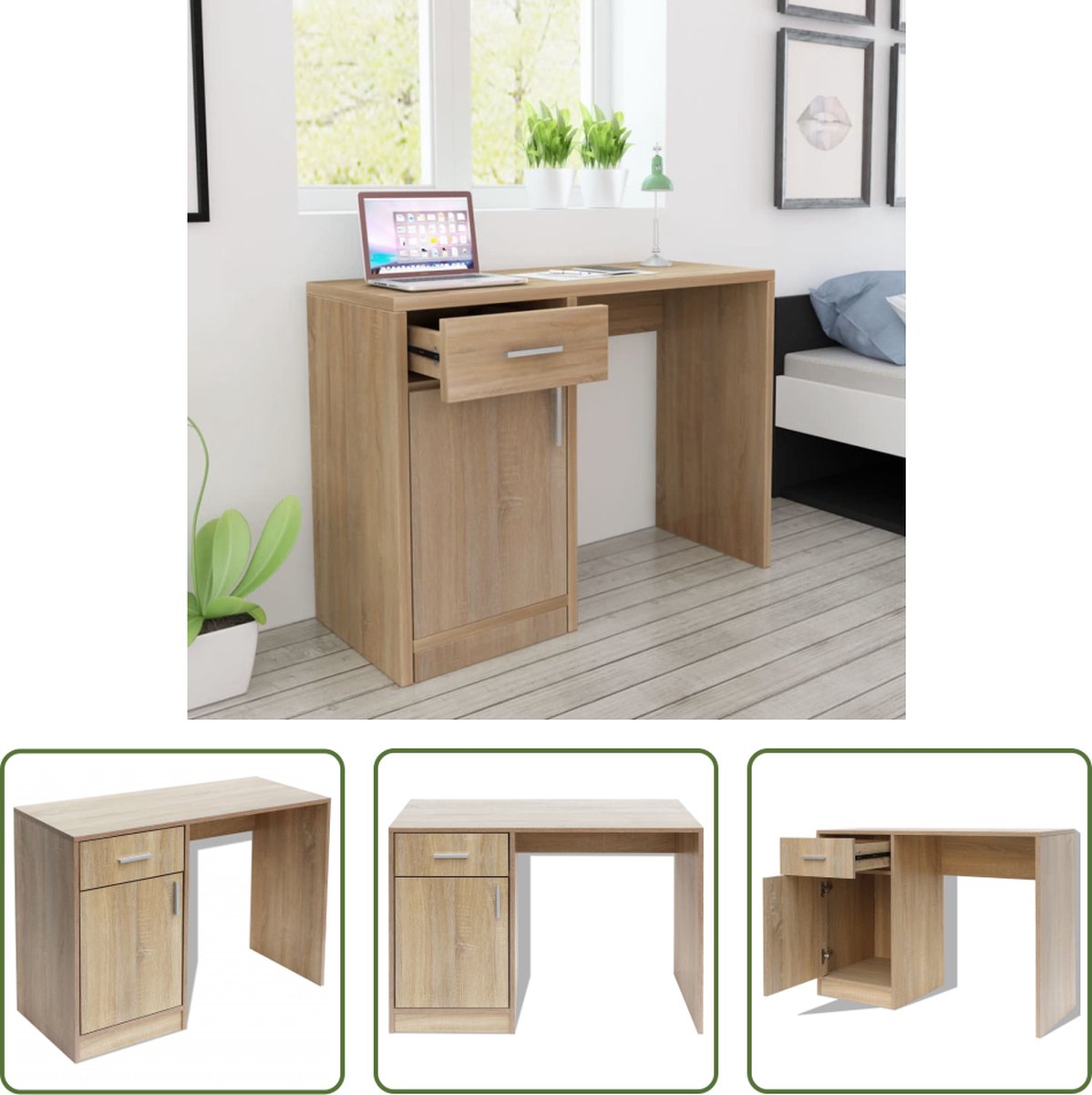 vidaXL Bank - Schoenenbank - Schoenenopbergbank 80x24x45 cm eikenkleurig - Entreebank - Meubilair - Houten Bank (8721031231479)