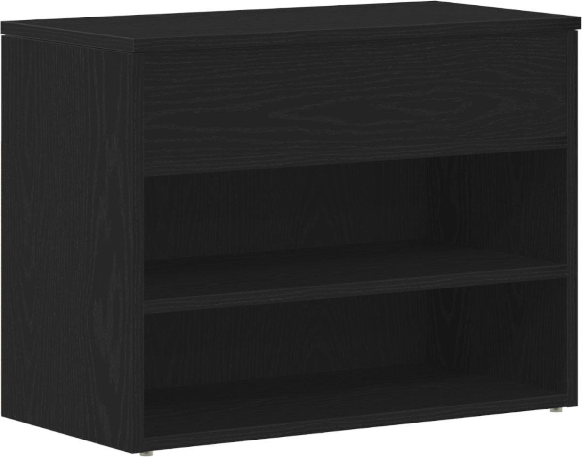 vidaXL - Halbank - in - Zwart - Eiken, - 60x30x45 - cm, - Geëngineerd - Hout (8721158771018)