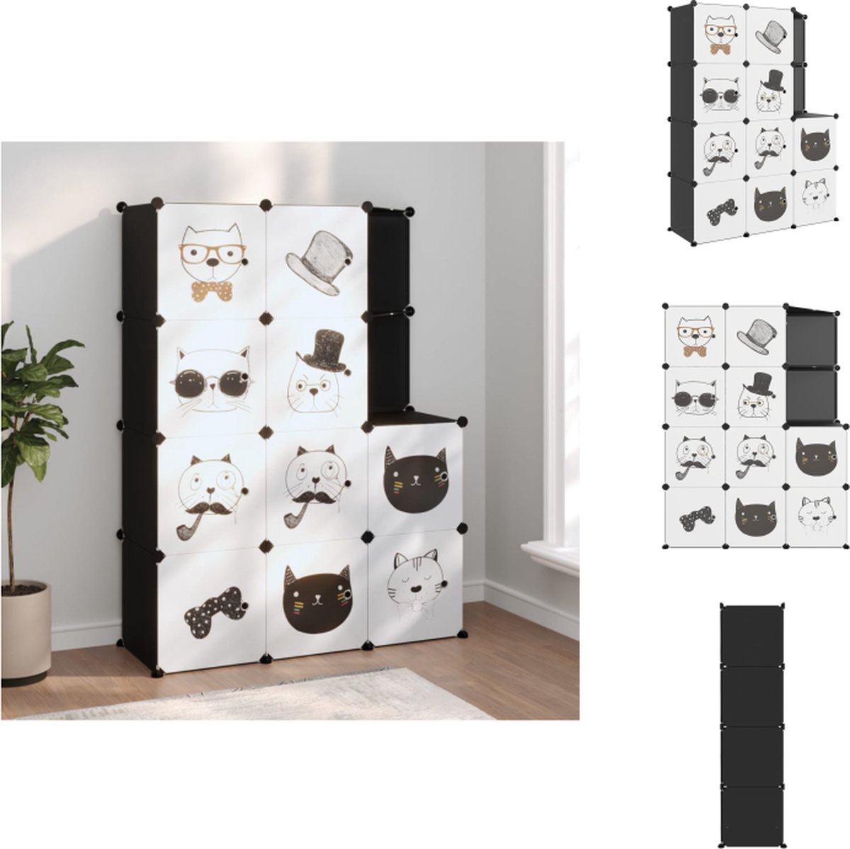 vidaXL Opbergmeubel - Opbergmeubelen - Kinderkast - Opberger - Kinderopbergmeubel met 10 vakken polypropeen zwart (8721032944484)