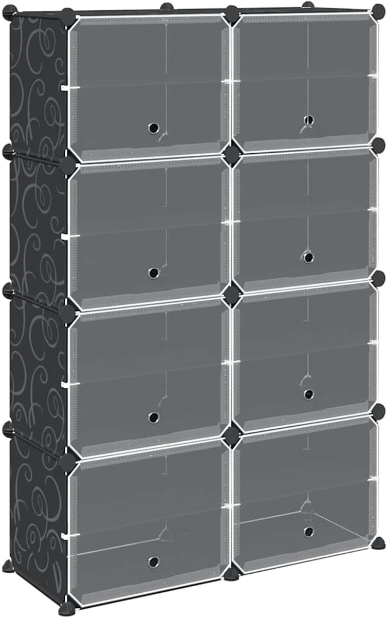 vidaXL - Opbergmeubel - met - 8 - vakken - en - deuren - polypropeen - zwart (8721158417718)