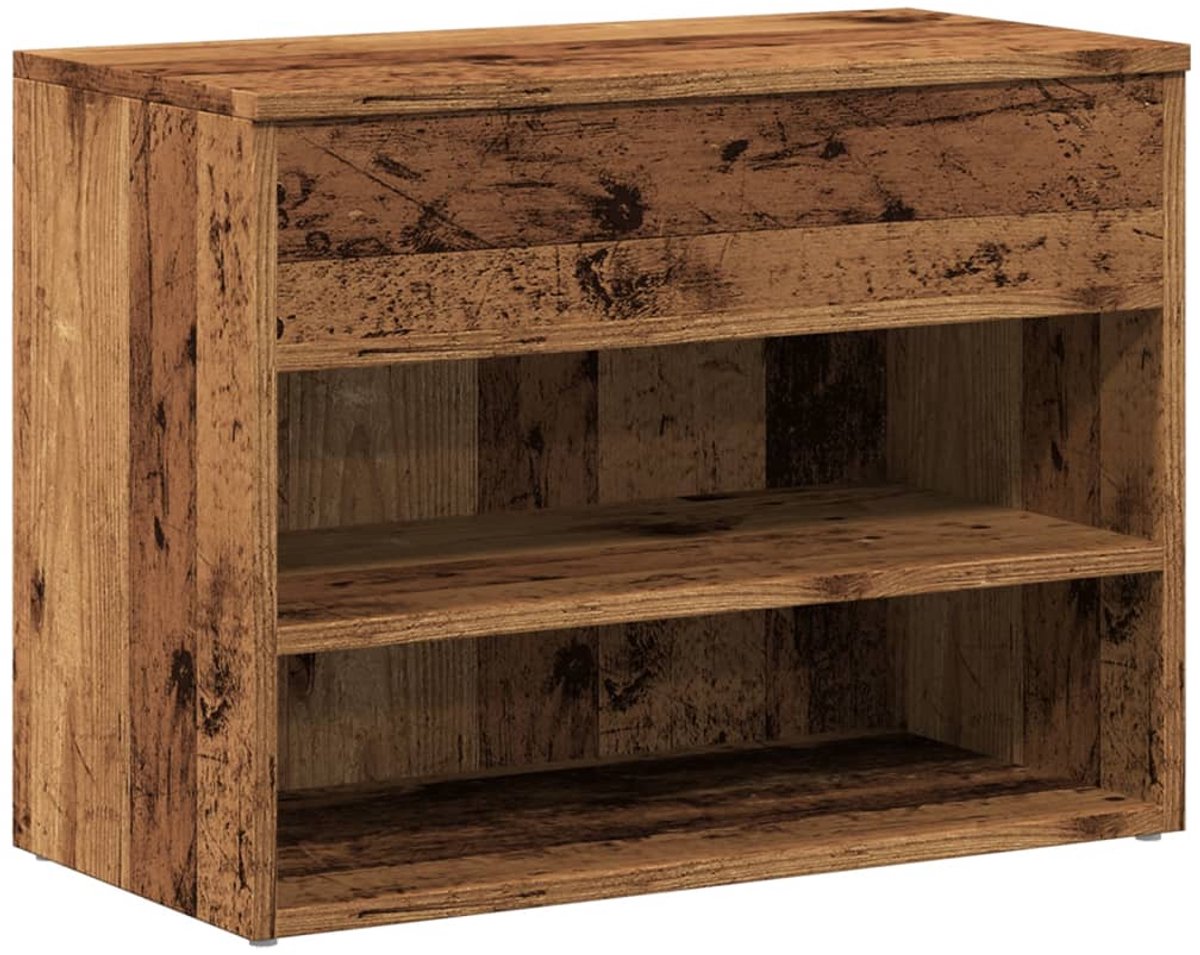 vidaXL - Schoenenbank - 60x30x45 - cm - bewerkt - hout - oud - houtkleurig (8721158441034)