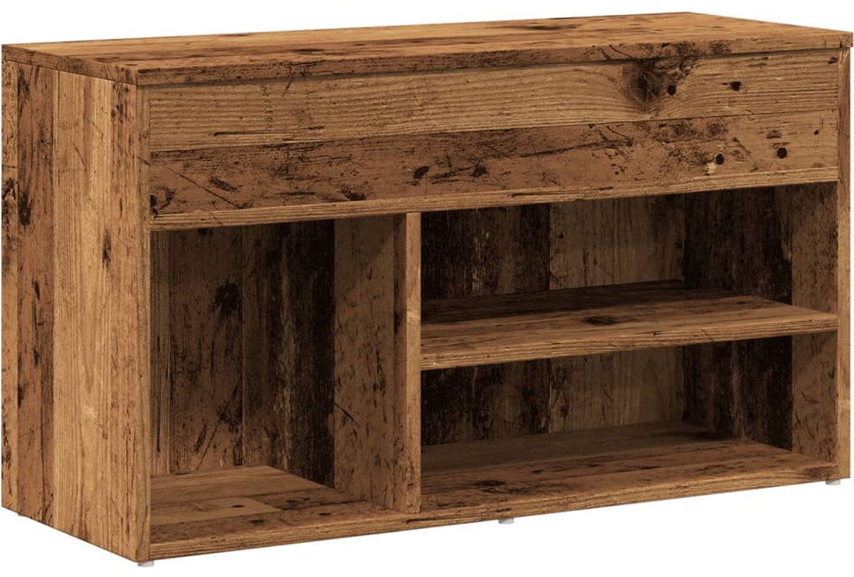 vidaXL - Schoenenbank - 80x30x45 - cm - bewerkt - hout - oud - houtkleurig (8721158441058)