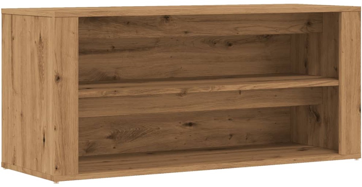 vidaXL - Schoenenbankje - 100x35x45 - cm - bewerkt - hout - artisanaal - eikenkleur (8721158443496)