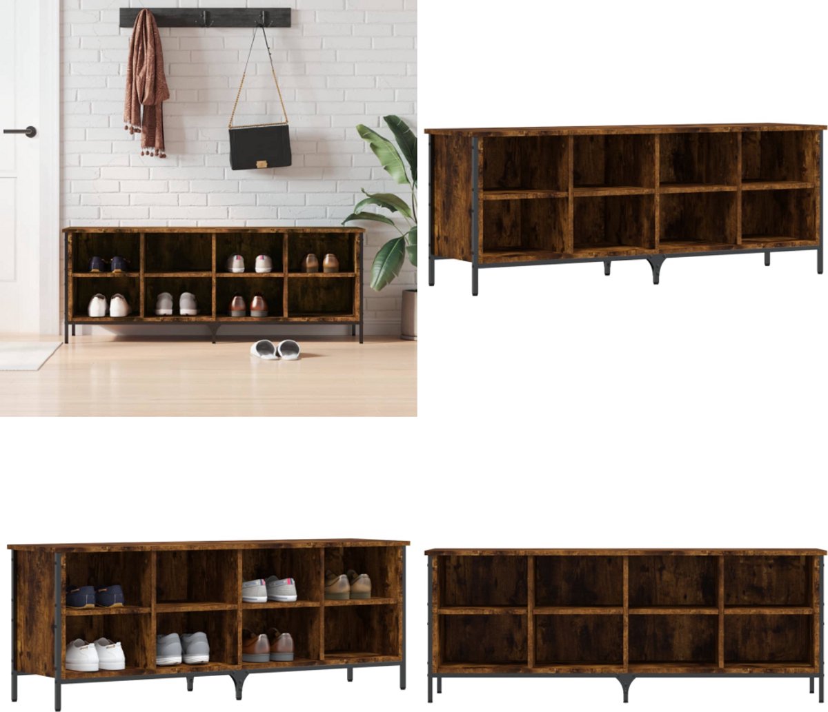 vidaXL Schoenenkast 131x35x50 cm bewerkt hout gerookt eikenkleurig - Schoenenkast - Schoenenkasten - Opbergkast - Kast (8225973986669)