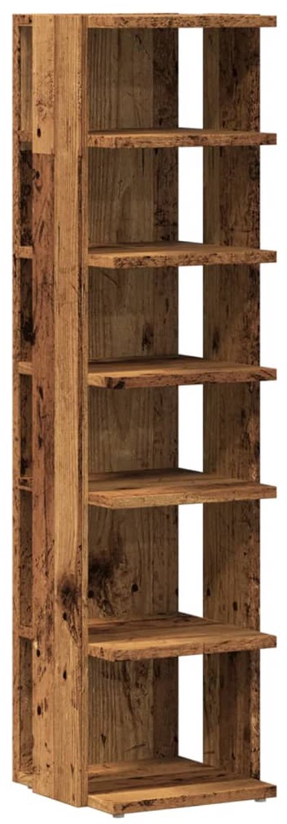 vidaXL - Schoenenkast - 28x27x102 - cm - bewerkt - hout - oud - houtkleurig (8721158440174)