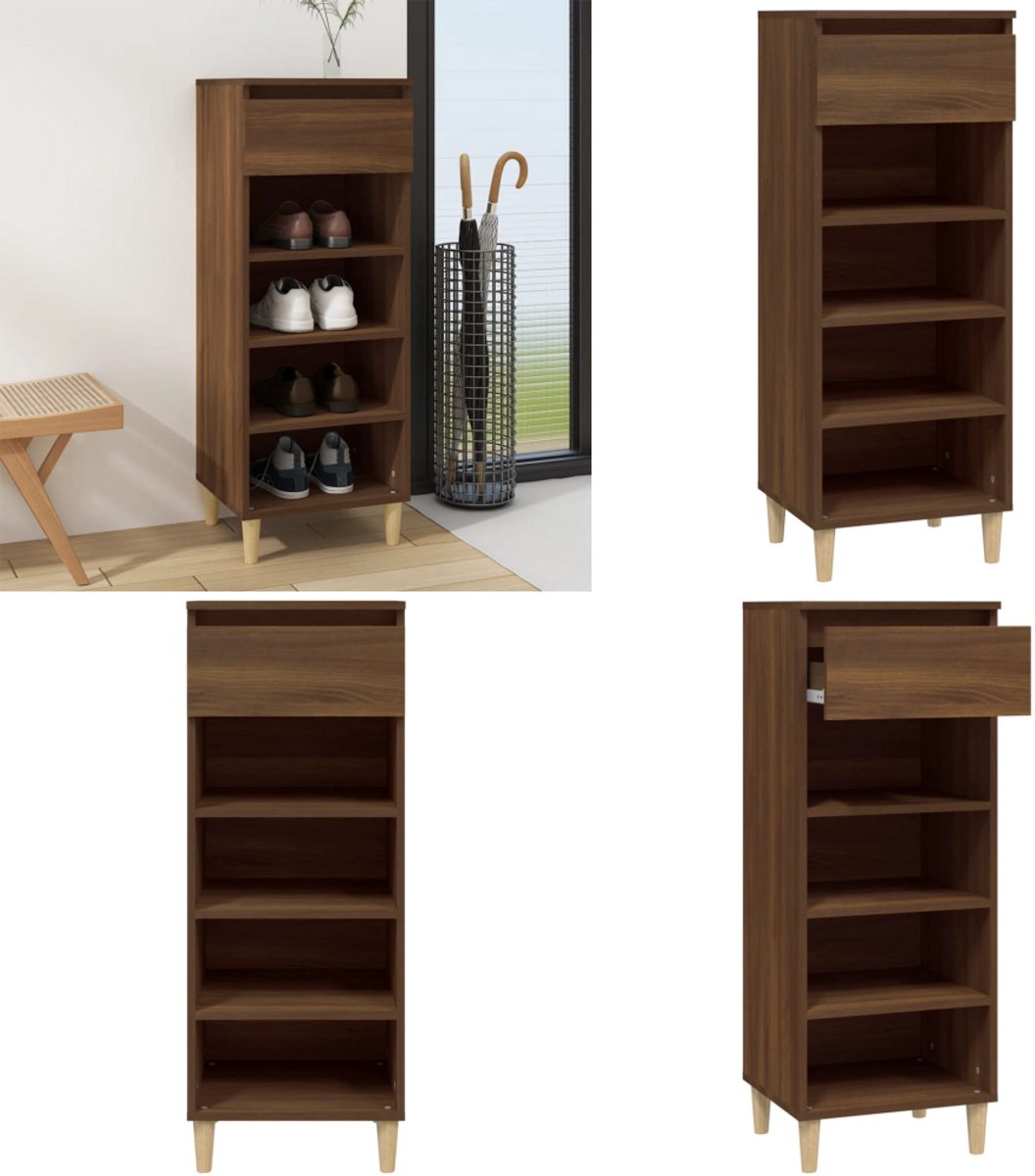 vidaXL Schoenenkast 40x36x105 cm bewerkt hout bruin eikenkleur - Schoenenrek - Schoenenrekken - Opbergrek Voor Schoenen - Schoenenstellage (8262611267308)