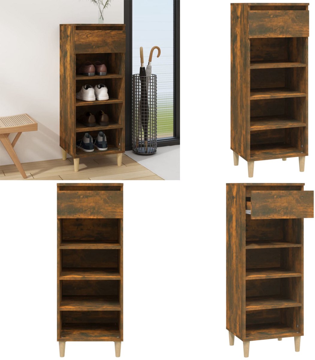 vidaXL Schoenenkast 40x36x105 cm bewerkt hout gerookt eikenkleurig - Schoenenrek - Schoenenrekken - Opbergrek Voor Schoenen - Schoenenstellage (8721114761534)
