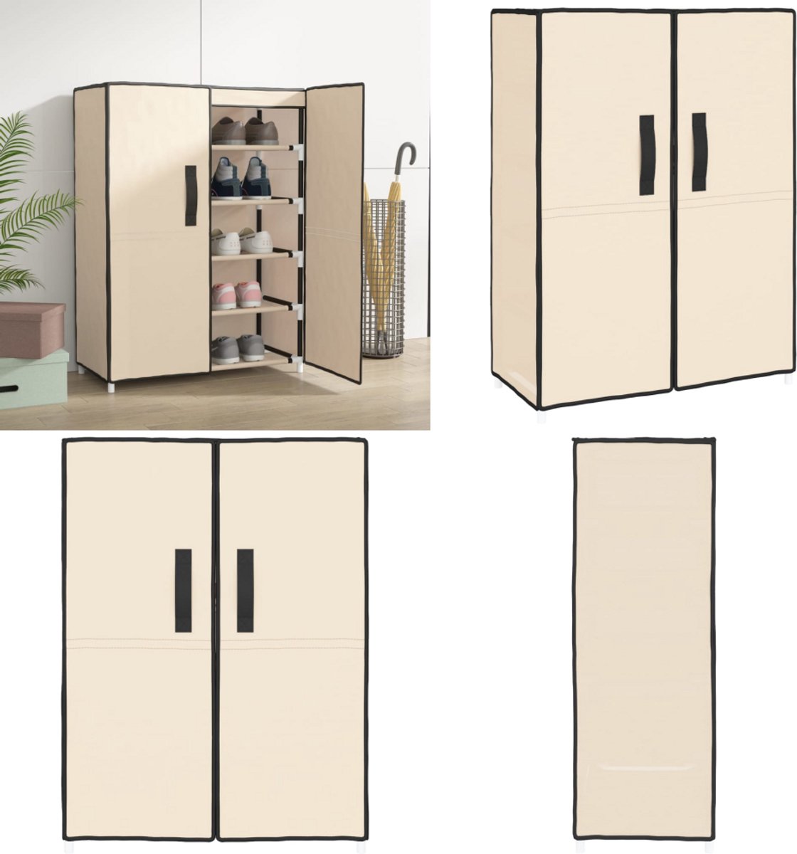 vidaXL Schoenenkast 60x28x90 cm stof crèmekleurig - Schoenenrek - Schoenenrekken - Opbergrek Voor Schoenen - Schoenenstellage (8259284719739)