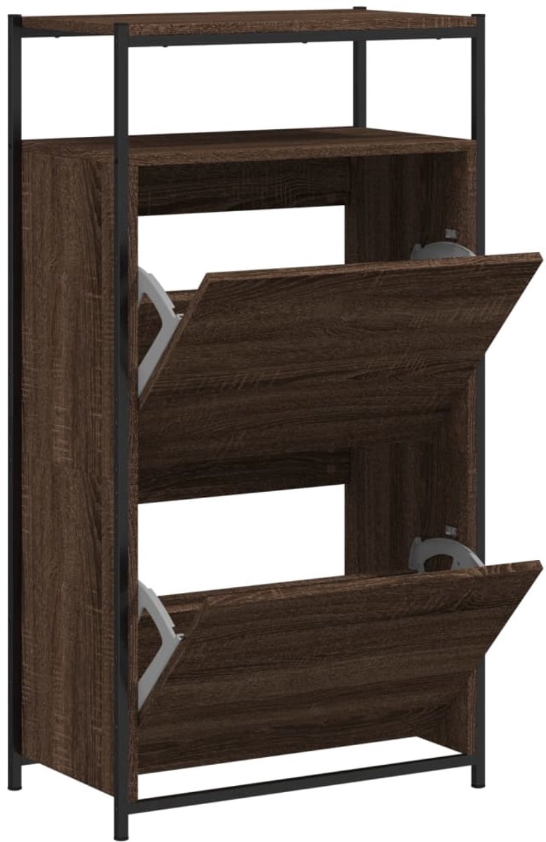 vidaXL - Schoenenkast - 60x34x112 - cm - bewerkt - hout - bruin - eikenkleur (8721012382695)