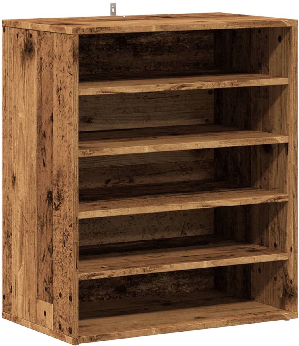vidaXL - Schoenenkast - 60x35x70 - cm - bewerkt - hout - oud - houtkleurig (8721158440532)