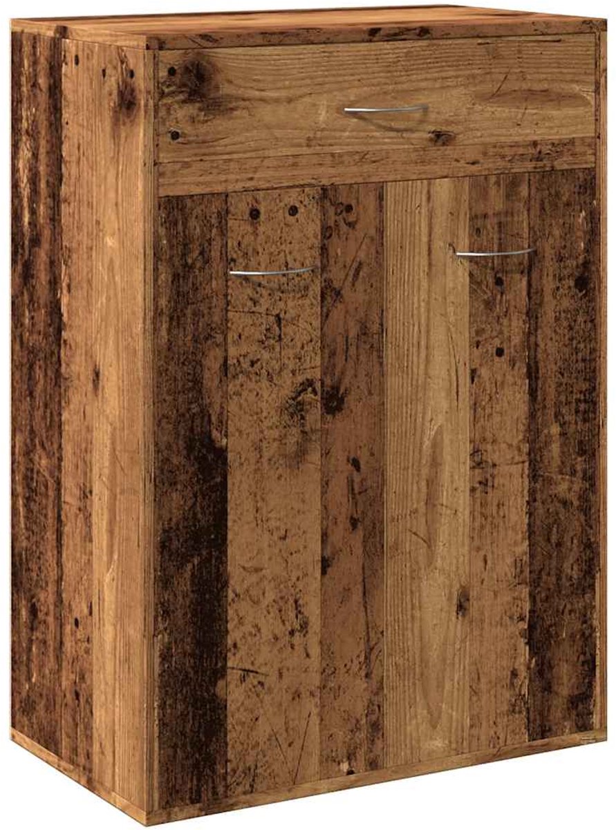 vidaXL - Schoenenkast - 60x35x84 - cm - bewerkt - hout - oud - houtkleurig (8721158434876)