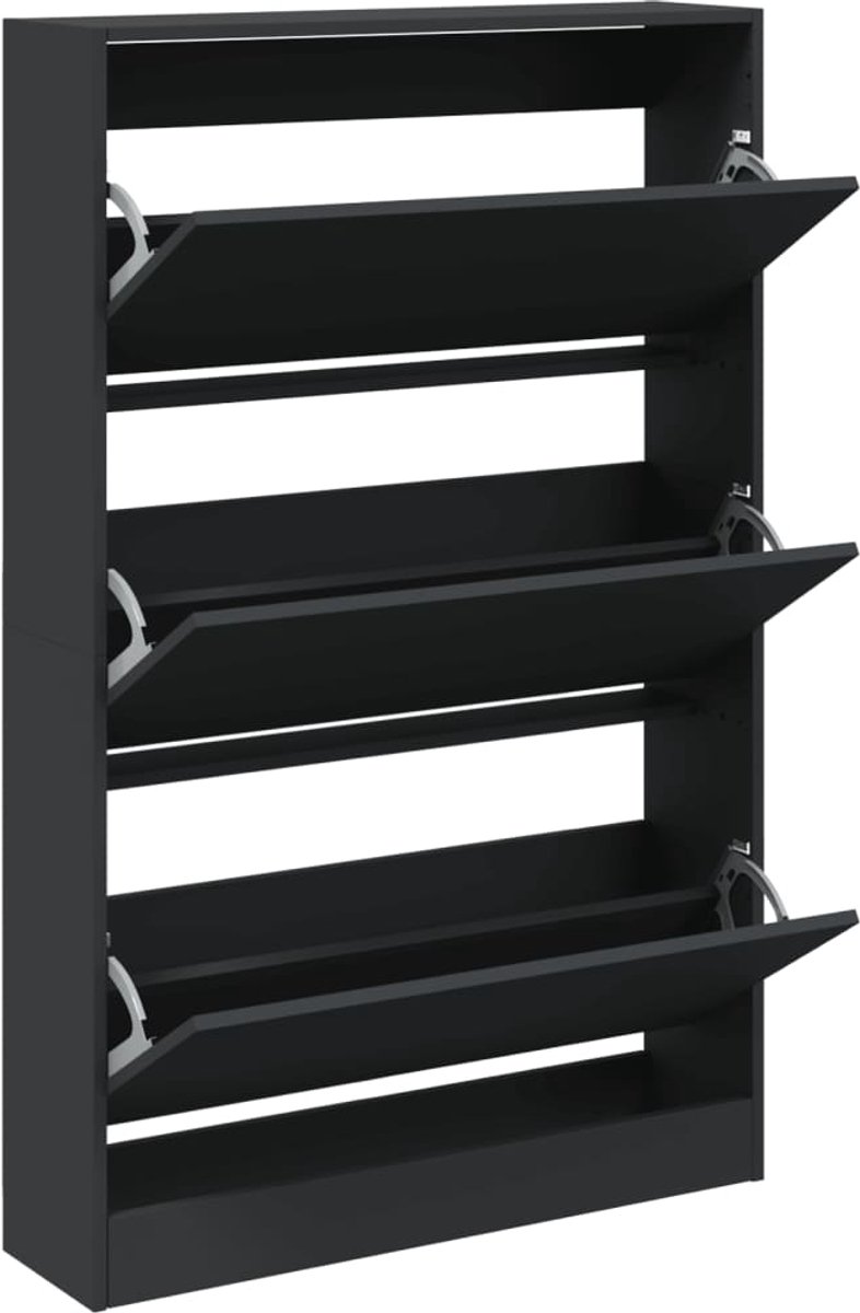 vidaXL - Schoenenkast - 80x21x125,5 - cm - bewerkt - hout - zwart (8721012381612)
