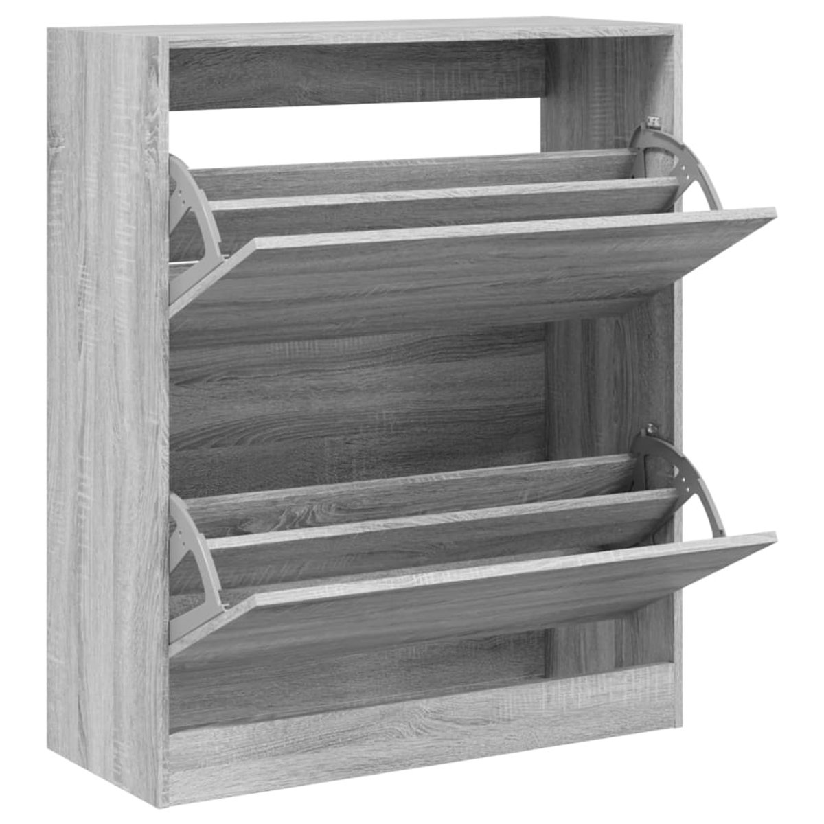 vidaXL - Schoenenkast - 80x34x96,5 - cm - bewerkt - hout - grijs - sonoma - eikenkleur (8721012382077)