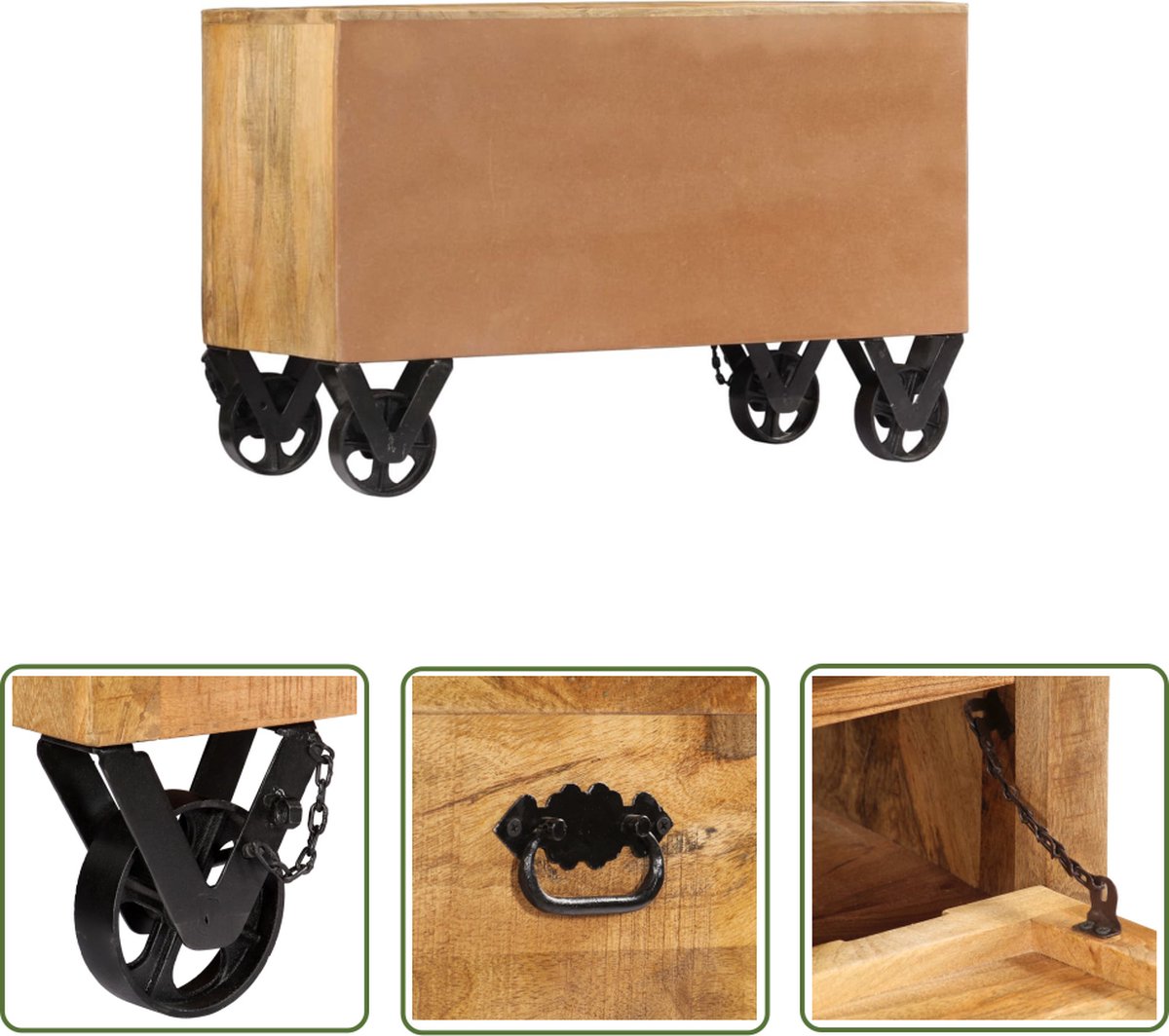 vidaXL Schoenenkast Mango - Schoenenkast - Schoenenkast 86x35x55 cm massief mangohout - Houten Schoenenkast - Schoenen Organisatie - Entree Meubilair (8721031230342)