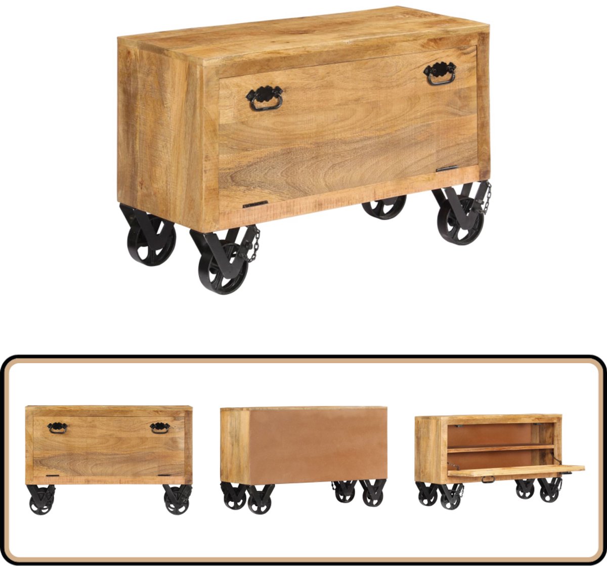 vidaXL Schoenenkast - Massief Mangohout - 86x35x55 cm Schoenenkast - Mangohouten Meubels - Houten Schoenenkast - Entreemeubilair - Bergruimte (8235396292865)