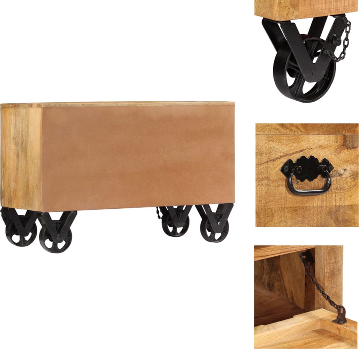 vidaXL Schoenenkast - Schoenenkasten - Schoenenkist - Schoenenkisten - Schoenenkast 86x35x55 cm massief mangohout (8721032944194)