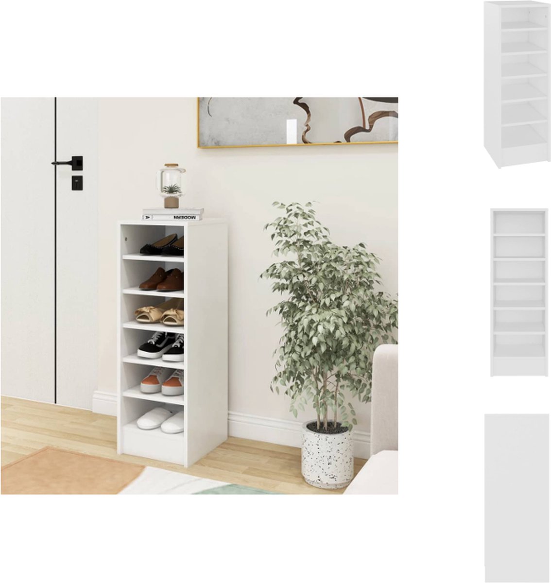 vidaXL Schoenenkast - Schoenenkasten - Schoenenopbergers - Schoenenopbergers - Schoenenkast 31,5x35x90 cm bewerkt hout wit (8721032941315)