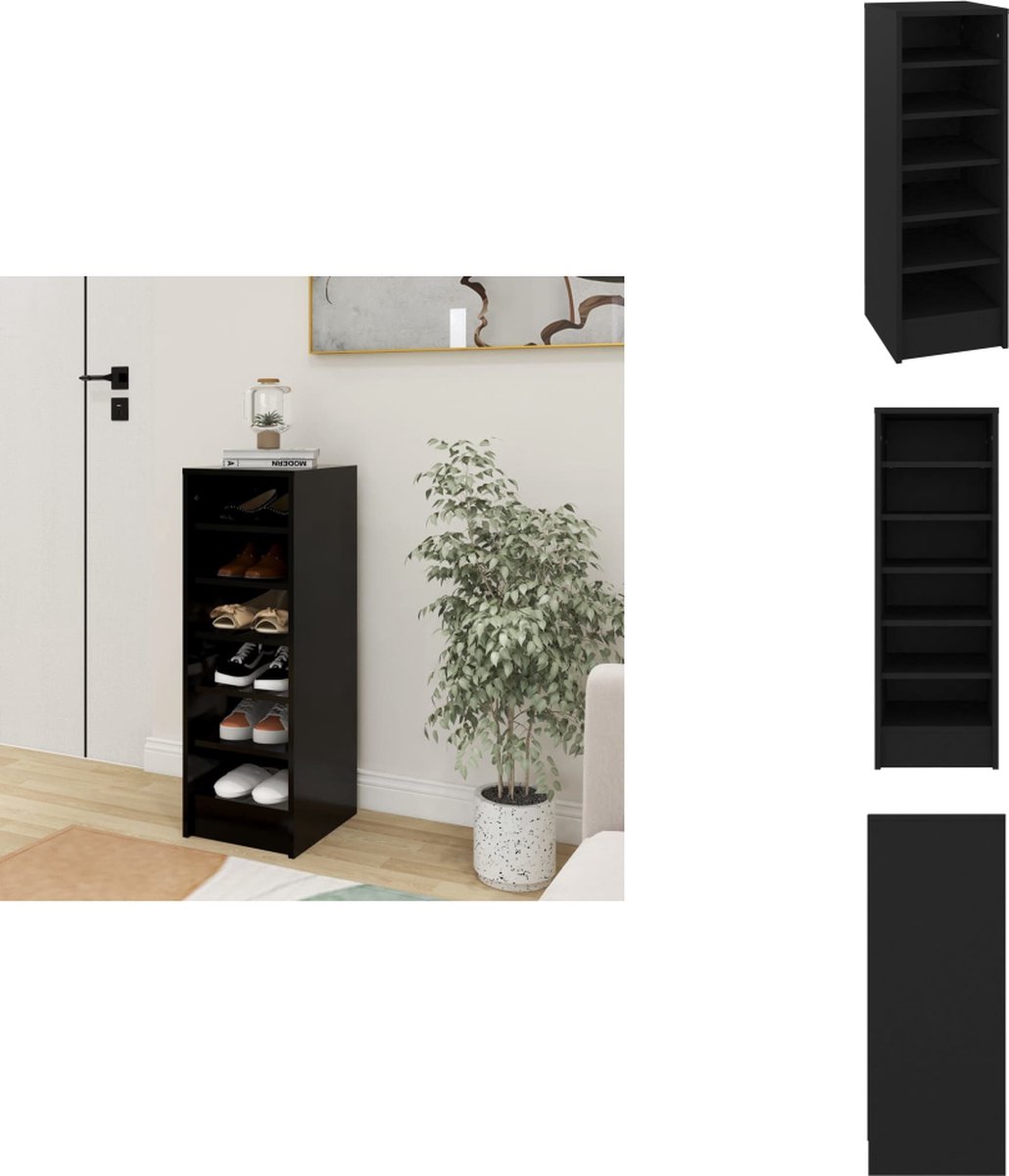vidaXL Schoenenkast - Schoenenkasten - Schoenenopbergers - Schoenenopbergers - Schoenenkast 31,5x35x90 cm bewerkt hout zwart (8721032943609)