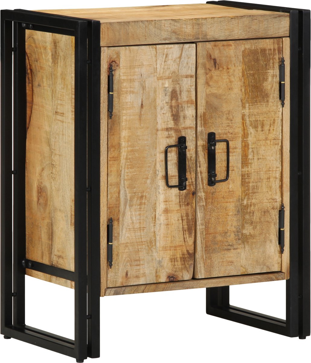 vidaXL - Schoenenkast - Zwart - 30x30x40 - cm - Massief - Mangohout - en - Staal (8721158601902)