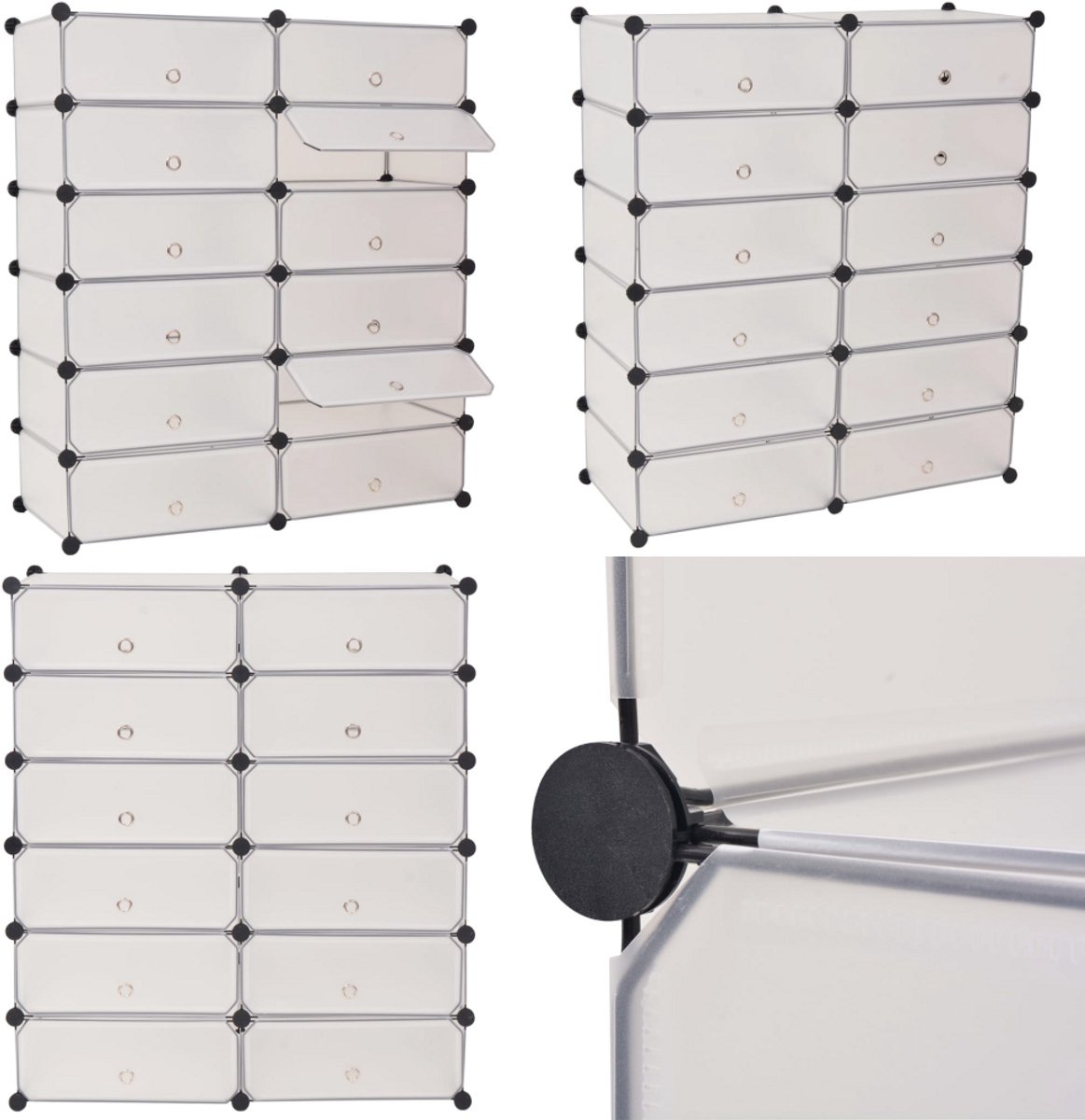 vidaXL Schoenenkast met 12 ineengrijpende vakken wit - Schoenenkast - Schoenenkasten - Schoenen Kast - Schoenen Kasten (8222034687961)