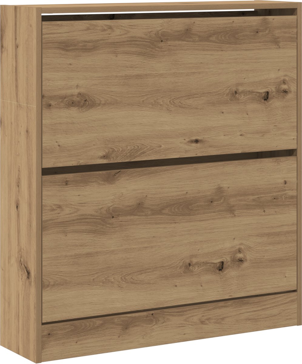 vidaXL - Schoenenkast - met - Flip - Lade - Gerookt - Eiken - 80x21x87,5 - cm (8721158789754)