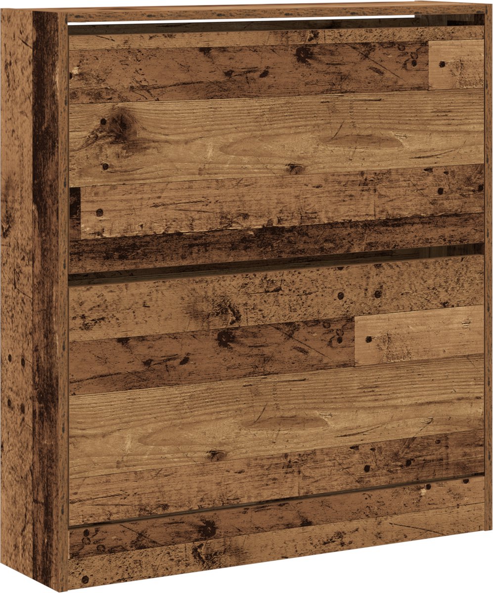 vidaXL - Schoenenkast - met - Flip - Lade - Oude - Hout - 80x21x87,5 - cm (8721158789747)