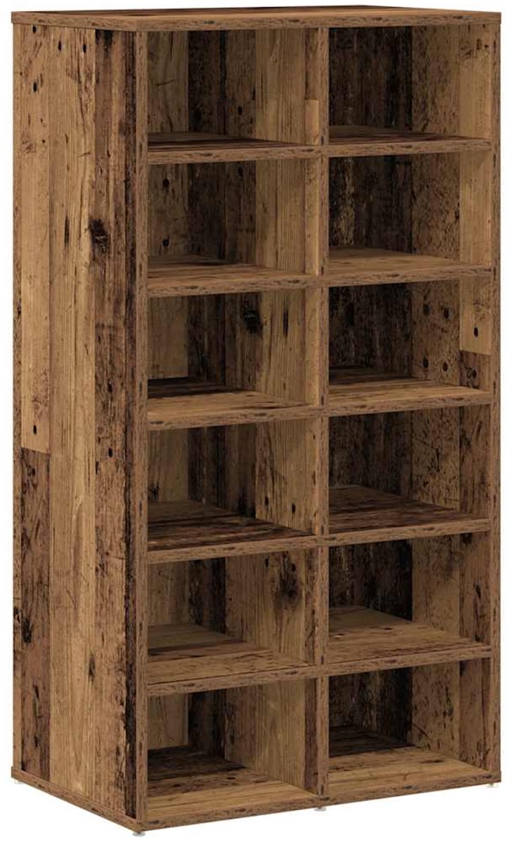 vidaXL - Schoenenrek - 54x34x100,5 - cm - bewerkt - hout - oud - houtkleurig (8721158434319)
