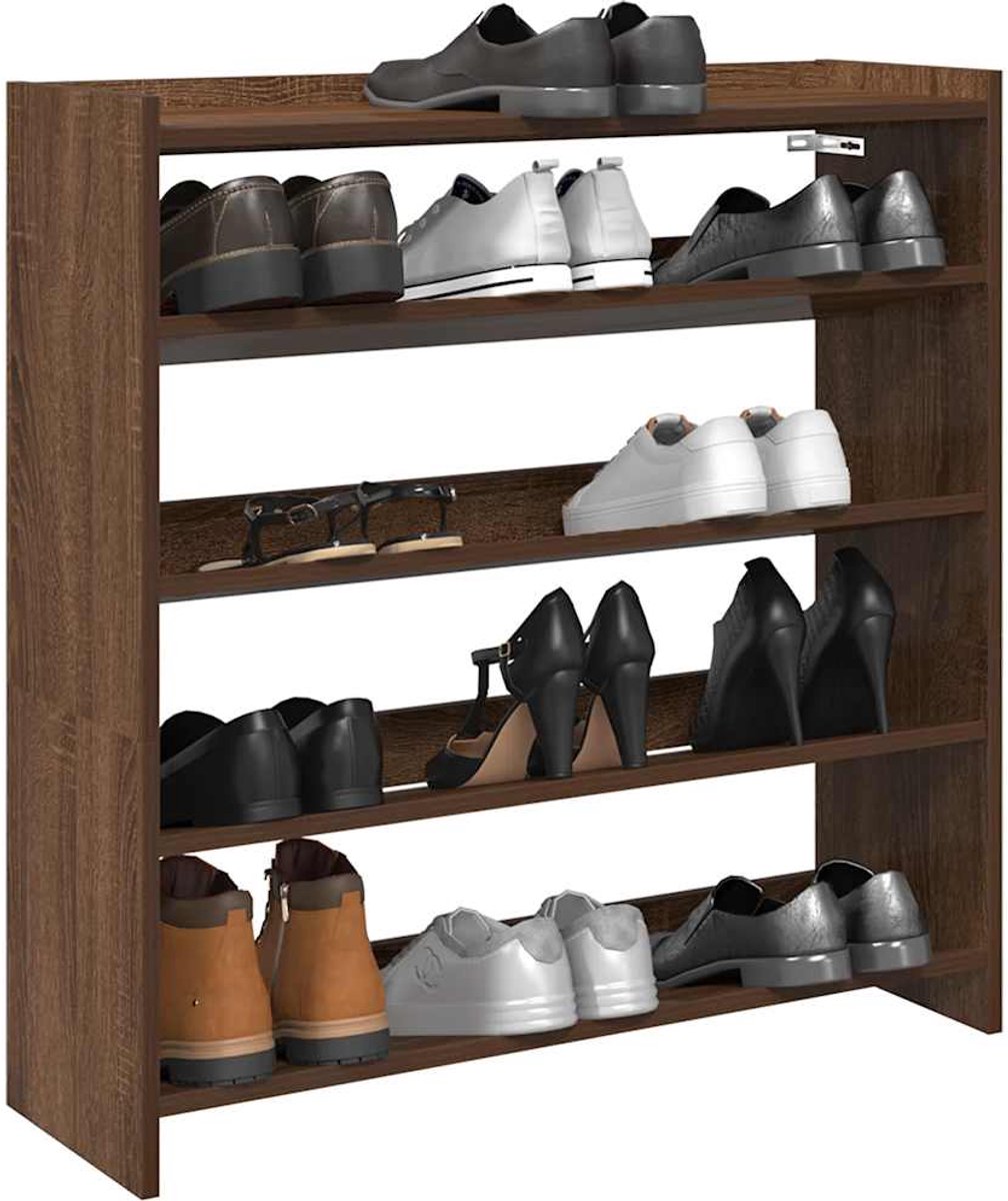 vidaXL - Schoenenrek - 80x25x81 - cm - bewerkt - hout - bruin - eikenkleur (8721158649423)