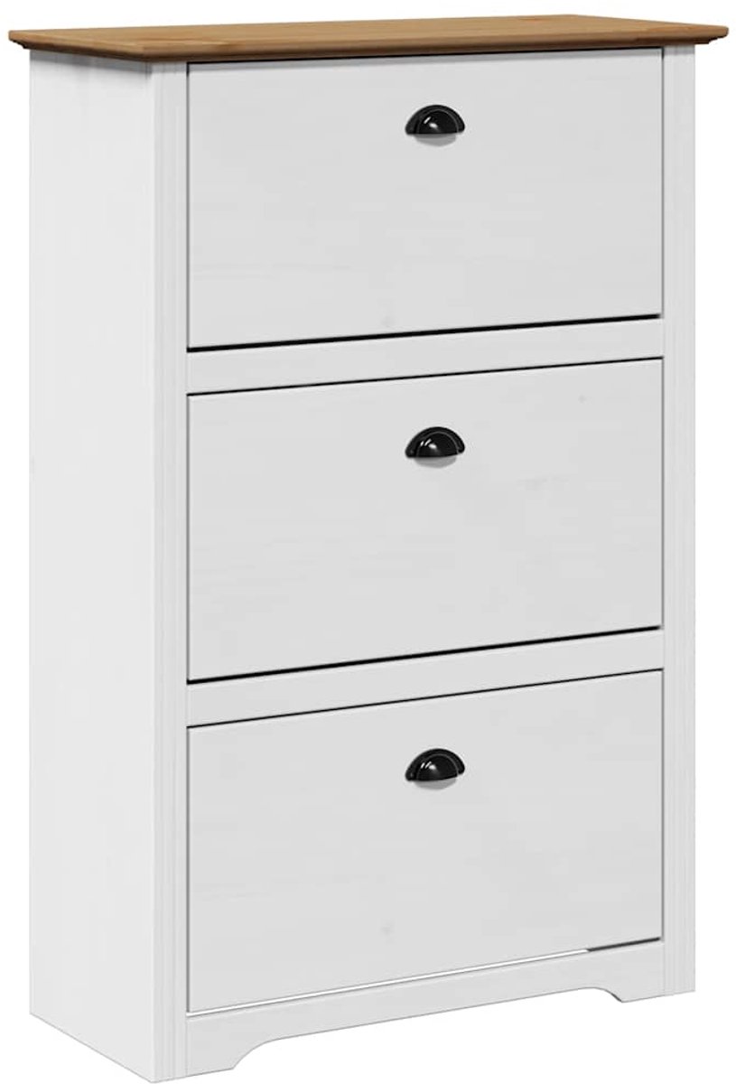 vidaXL - Schoenenrek - BODO - 80x35x118 - cm - wit - en - bruin (8721158392886)