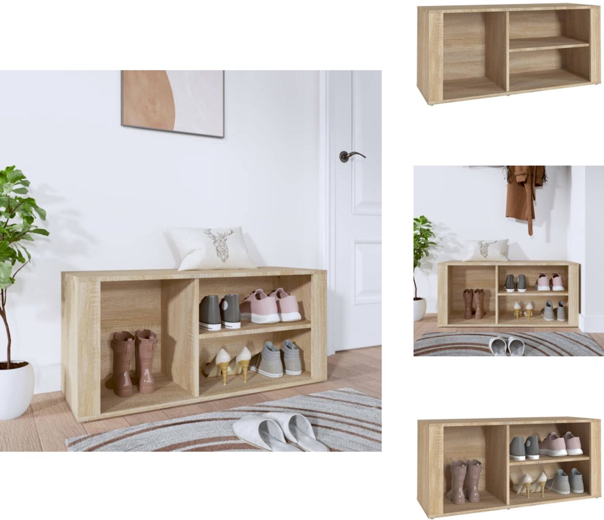vidaXL Schoenenrek - Schoenenrekken - Opbergrek Voor Schoenen - Schoenenstellage - Schoenenkast 100x35x45 cm bewerkt hout sonoma eikenkleurig (8721032943012)