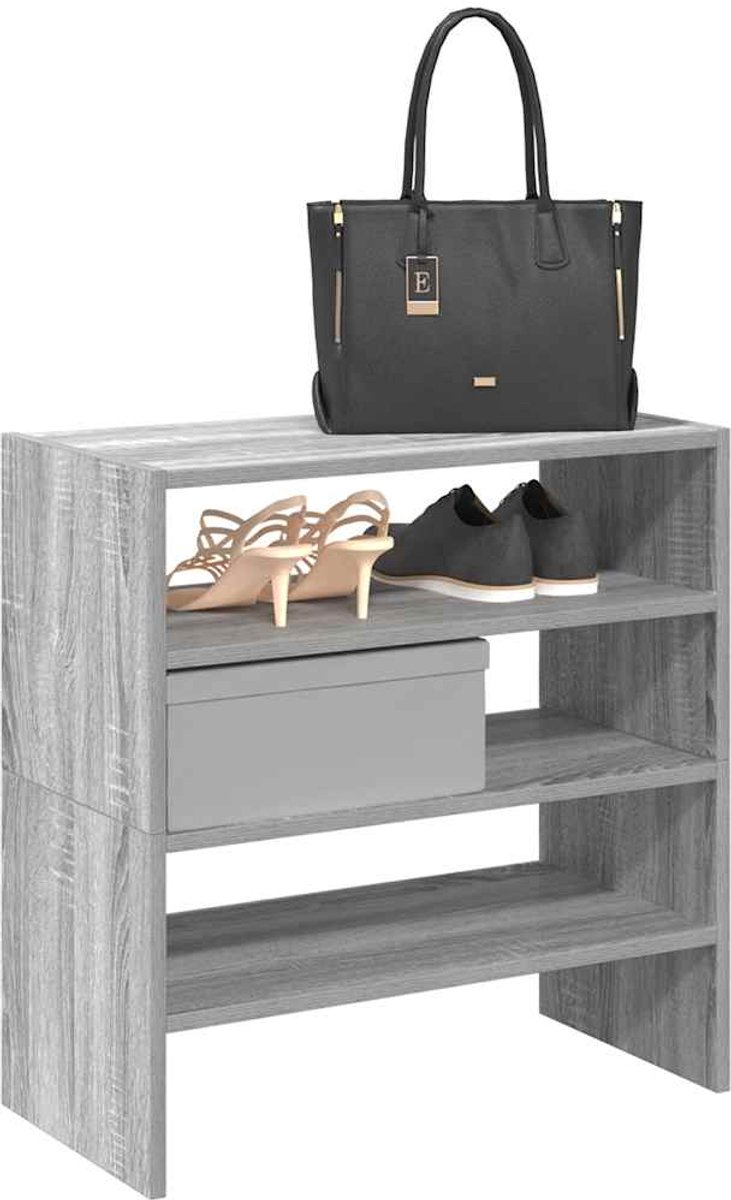 vidaXL - Schoenenrekken - 2 - st - stapelbaar - 60x30x30,5 - cm - grijs - sonoma - eiken (8721158577474)