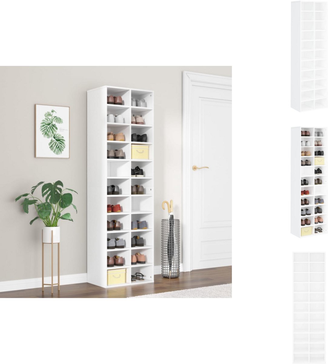 vidaXL Schoenrek - Schoenrekken - Schoenenrek - Schoenenrekken - Schoenenkast 54x34x183 cm bewerkt hout wit (8721032941995)