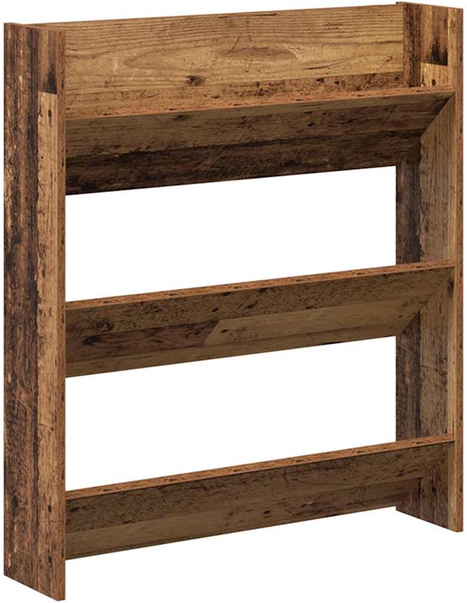 vidaXL - Wandschoenenkast - 80x18x90 - cm - bewerkt - hout - oud - houtkleurig (8721158438973)