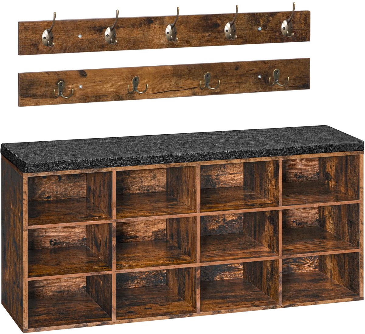 Azomor® Multifunctioneel schoenenrek en garderobe met zitbank voor entree en slaapkamer (8721417622808)