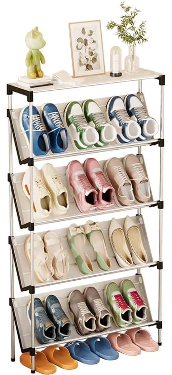 Azomor® Ruimtebesparend metalen schoenenrek met 5 niveaus voor elke ruimte (8721417693952)