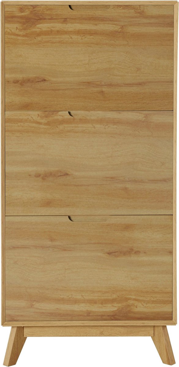 Ezra|Schoenenkast met 3 kleppen in eiken look bruin (5711950524182)