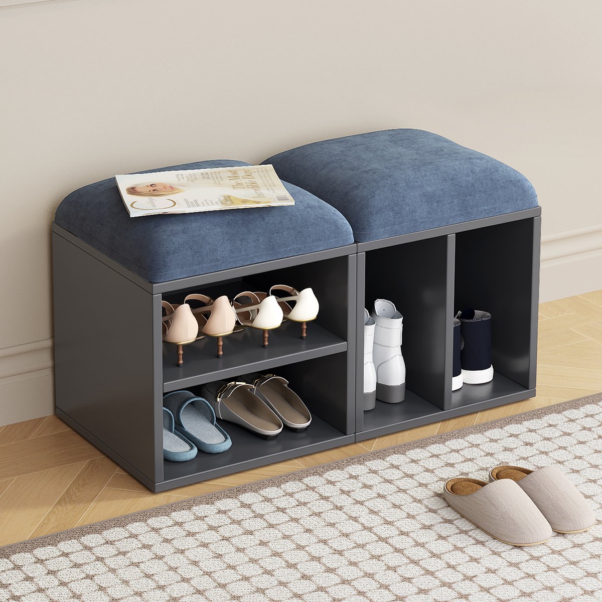 Guyii Opbergbank, moderne en minimalistische schoenenkast,voetbanken in de woonkamer , choenbanken zijn - zitplaatsen bij de ingang van de gang,Shoe Storage Ottoman (7841933775305)