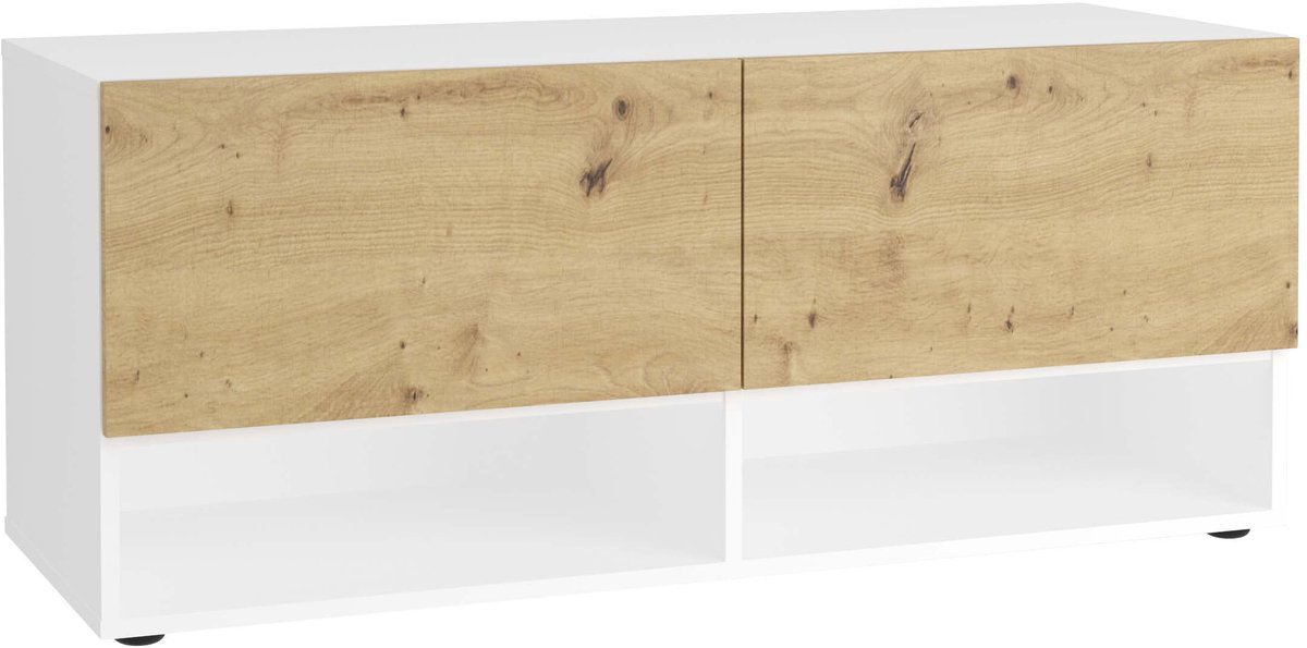 Halbank Zeger Wit - Artisan Eiken - Breedte 10.9 cm - Hoogte 4.6 cm - Diepte 4.2 cm - N - Met openslaande deuren (6152838936984)